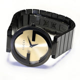 Buy Shop Gucci Interlocking Grammy XL Gold Dial Black Steel Strap Watch for Men - YA133209 USA Online