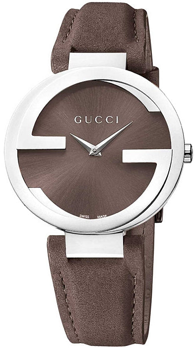 Buy Shop Gucci Interlocking G Brown Dial Brown Leather Strap Watch For Women - YA133319 USA Online