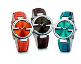Buy Shop Gucci Interlocking Quartz Blue Dial Blue Leather Strap Watch For Women - YA133315 USA Online