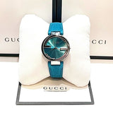 Buy Shop Gucci Interlocking Quartz Blue Dial Blue Leather Strap Watch For Women - YA133315 USA Online