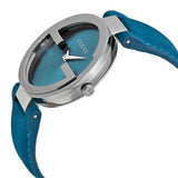 Buy Shop Gucci Interlocking Quartz Blue Dial Blue Leather Strap Watch For Women - YA133315 USA Online