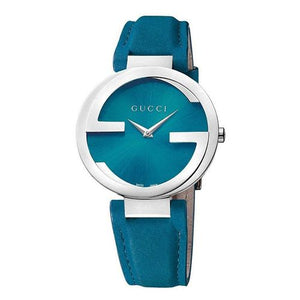 Buy Shop Gucci Interlocking Quartz Blue Dial Blue Leather Strap Watch For Women - YA133315 USA Online