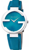 Buy Shop Gucci Interlocking Quartz Blue Dial Blue Leather Strap Watch For Women - YA133315 USA Online