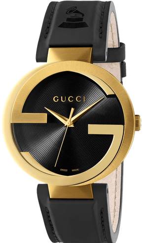 Gucci Interlocking Special Edition Grammy Black Dial Black Leather Strap Watch For Men - YA133208