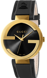 Gucci Interlocking Special Edition Grammy Black Dial Black Leather Strap Watch For Men - YA133208