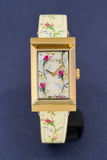 Buy Shop Gucci G-Frame Floral Mother of Pearl Dial White Leather Strap Watch For Women - YA147407 USA Online