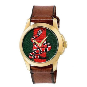 Buy Shop Gucci Le Marche Des Merveilles Green and Red Dial Brown Leather Strap Unisex Watch - YA1264012 USA Online