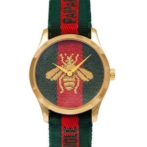 Buy Shop Gucci Le Marche des Merveilles Green & Red Dial Green & Red NATO Strap Unisex Watch - YA126487 USA Online