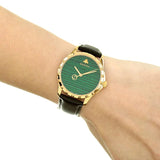 Buy Shop Gucci Le Marche Des Merveilles Quartz Green Dial Black Leather Strap Watch For Women - YA126463 USA Online