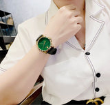 Buy Shop Gucci Le Marche Des Merveilles Quartz Green Dial Black Leather Strap Watch For Women - YA126463 USA Online