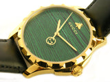 Buy Shop Gucci Le Marche Des Merveilles Quartz Green Dial Black Leather Strap Watch For Women - YA126463 USA Online