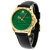Buy Shop Gucci Le Marche Des Merveilles Quartz Green Dial Black Leather Strap Watch For Women - YA126463 USA Online