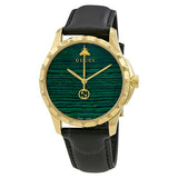 Buy Shop Gucci Le Marche Des Merveilles Quartz Green Dial Black Leather Strap Watch For Women - YA126463 USA Online