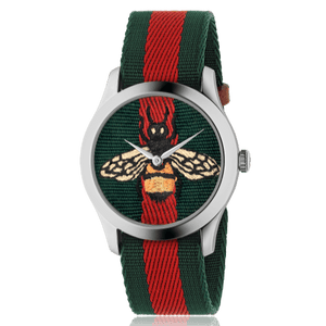 Buy Shop Gucci Le Marche des Merveilles Red & Green Dial Red & Green Nylon Strap Unisex Watch - YA1264060 USA Online