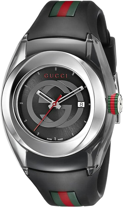 Buy Shop Gucci Sync Quartz Black Dial Black Rubber Strap Watch For Men - YA137301 USA Online