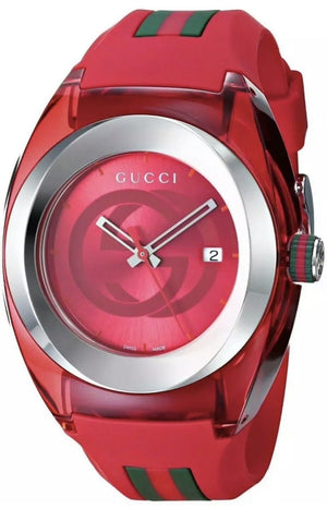 Buy Shop Gucci Sync XXL Quartz Red Dial Red Rubber Strap Unisex Watch - YA137103 USA Online