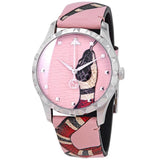 Gucci G Timeless Pink Dial Pink Leather Strap Watch For Women - YA1264083