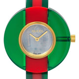 Buy Shop Gucci Vintage Web Mother of Pearl Dial Two Tone Plastic Strap Watch For Women - YA143403 USA Online