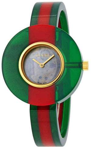 Buy Shop Gucci Vintage Web Mother of Pearl Dial Two Tone Plastic Strap Watch For Women - YA143403 USA Online