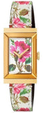 Buy Shop Gucci G-Frame Floral Mother of Pearl Dial White Leather Strap Watch For Women - YA147406 USA Online