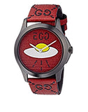 Gucci G Timeless Ghost Red Dial Red Leather Strap Watch For Men - YA1264023