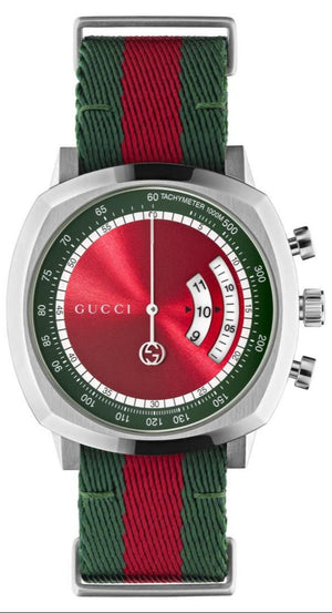 Buy Shop Gucci Grip Quartz Chronograph Red Dial Two Tone NATO Strap Watch for Men - YA157304 USA Online