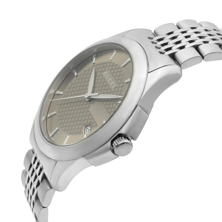 Buy Shop Gucci G Timeless Brown Dial Silver Steel Strap Watch For Men - YA126406 USA Online