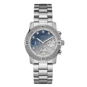 Buy Shop Guess Confetti Diamonds Blue Dial Silver Steel Strap Watch for Women - W0774L6 USA Online