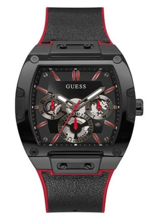 Buy Shop Guess Phoenix Multifunction Black Dial Black & Red Rubber Strap Watch for Men - GW0202G7 USA Online