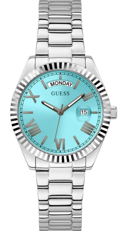 Buy Shop Guess Luna Quartz Blue Dial Silver Steel Strap Watch For Women - GW0308L4 USA Online