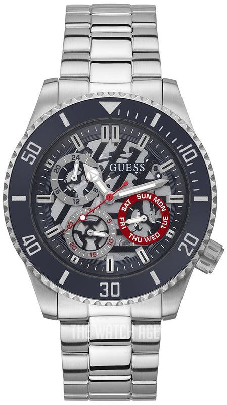 Buy Shop Guess Axle Multifunction Black Dial Silver Steel Strap Watch For Men - GW0488G1 USA Online