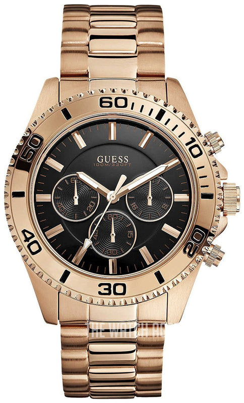 Buy Shop Guess Chaser Chronograph Black Dial Rose Gold Steel Strap Watch for Men - W0170G3 USA Online