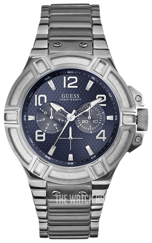 Buy Shop Guess Rigor Quartz Black Dial Silver Steel Strap Watch For Men - W0218G2 USA Online