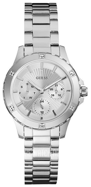 Buy Shop Guess Mist Quartz Silver Dial Silver Steel Strap Watch For Women - W0443L1 USA Online