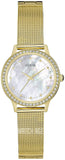 Guess Chelsea Mother of Pearl White Dial Gold Mesh Strap Watch For Women - W0647L3