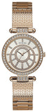 Buy Shop Guess Muse Quartz Silver Dial Rose Gold Steel Strap Watch For Women - W1008L3 USA Online