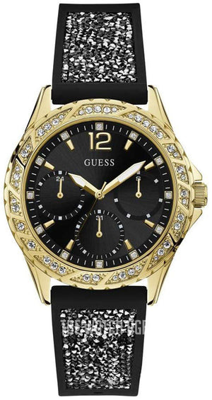 Buy Shop Guess Swirl Quartz Black Dial Black Silicone Strap Watch for Women - W1096L3 USA Online