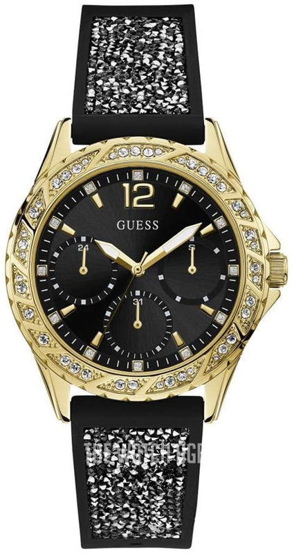 Buy Shop Guess Swirl Quartz Black Dial Black Silicone Strap Watch for Women - W1096L3 USA Online