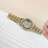 Buy Shop Guess Allara Quartz Gold Dial Gold Steel Strap Watch For Women - GW0604L2 USA Online