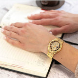 Buy Shop Guess Allara Quartz Gold Dial Gold Steel Strap Watch For Women - GW0604L2 USA Online