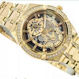 Buy Shop Guess Allara Quartz Gold Dial Gold Steel Strap Watch For Women - GW0604L2 USA Online