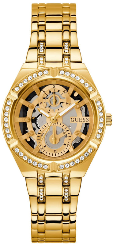 Buy Shop Guess Allara Quartz Gold Dial Gold Steel Strap Watch For Women - GW0604L2 USA Online