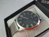 Buy Shop Guess Analog Black Dial Silver Mesh Bracelet Watch for Men - W1263G1 USA Online