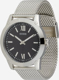 Buy Shop Guess Analog Black Dial Silver Mesh Bracelet Watch for Men - W1263G1 USA Online