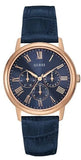Buy Shop Guess Analog Blue Dial Blue Leather Strap Watch For Men - W0496G4 USA Online