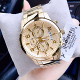 Buy Shop Guess Analog Chronograph Gold Dial Gold Steel Strap Watch for Men - W0075G5 USA Online