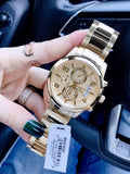 Buy Shop Guess Analog Chronograph Gold Dial Gold Steel Strap Watch for Men - W0075G5 USA Online