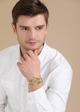 Buy Shop Guess Analog Chronograph Gold Dial Gold Steel Strap Watch for Men - W0075G5 USA Online