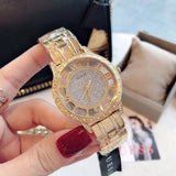 Buy Shop Guess Analog Diamonds Silver Dial Gold Steel Strap Watch For Women - W1013l2 USA Online