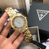 Buy Shop Guess Analog Diamonds Silver Dial Gold Steel Strap Watch For Women - W1013l2 USA Online